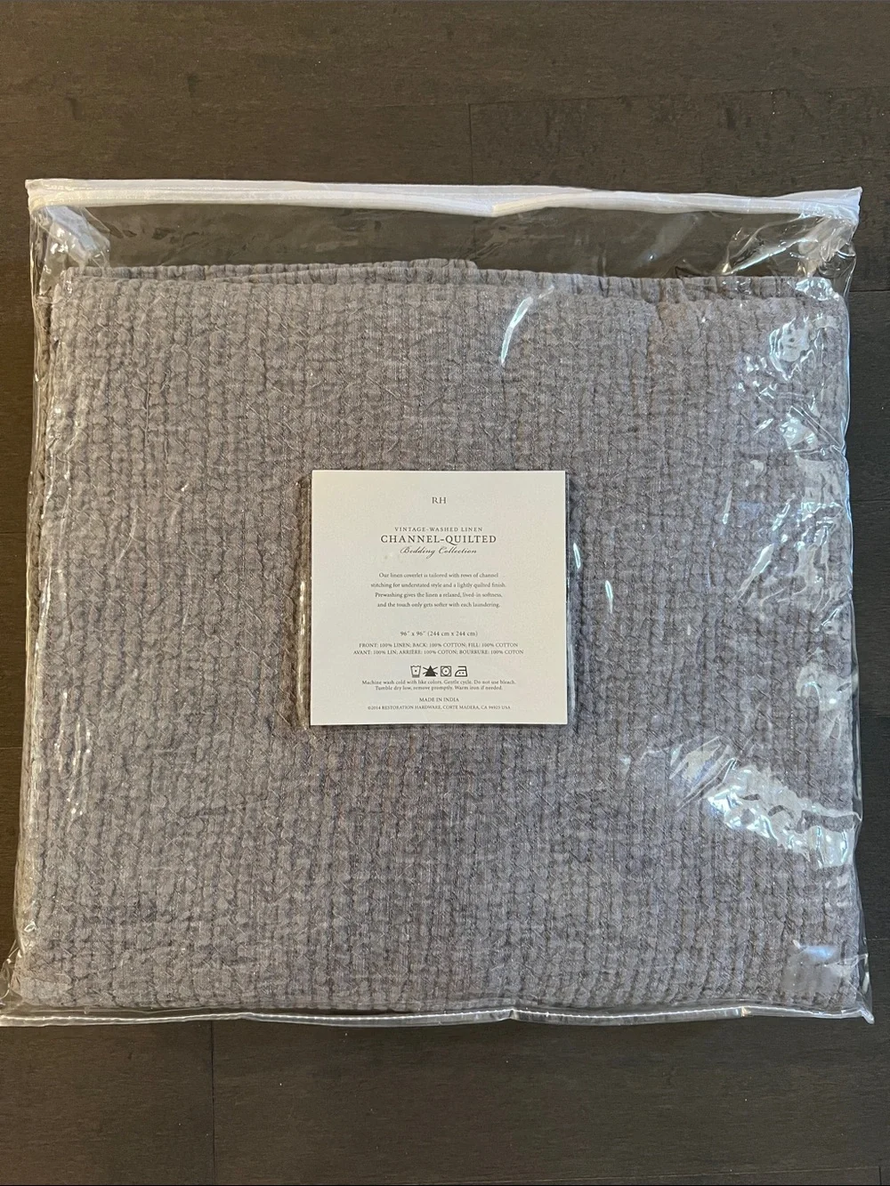 Restoration Hardware RH Vintage-Washed Linen Channel Quilted Coverlet + 2 Shams